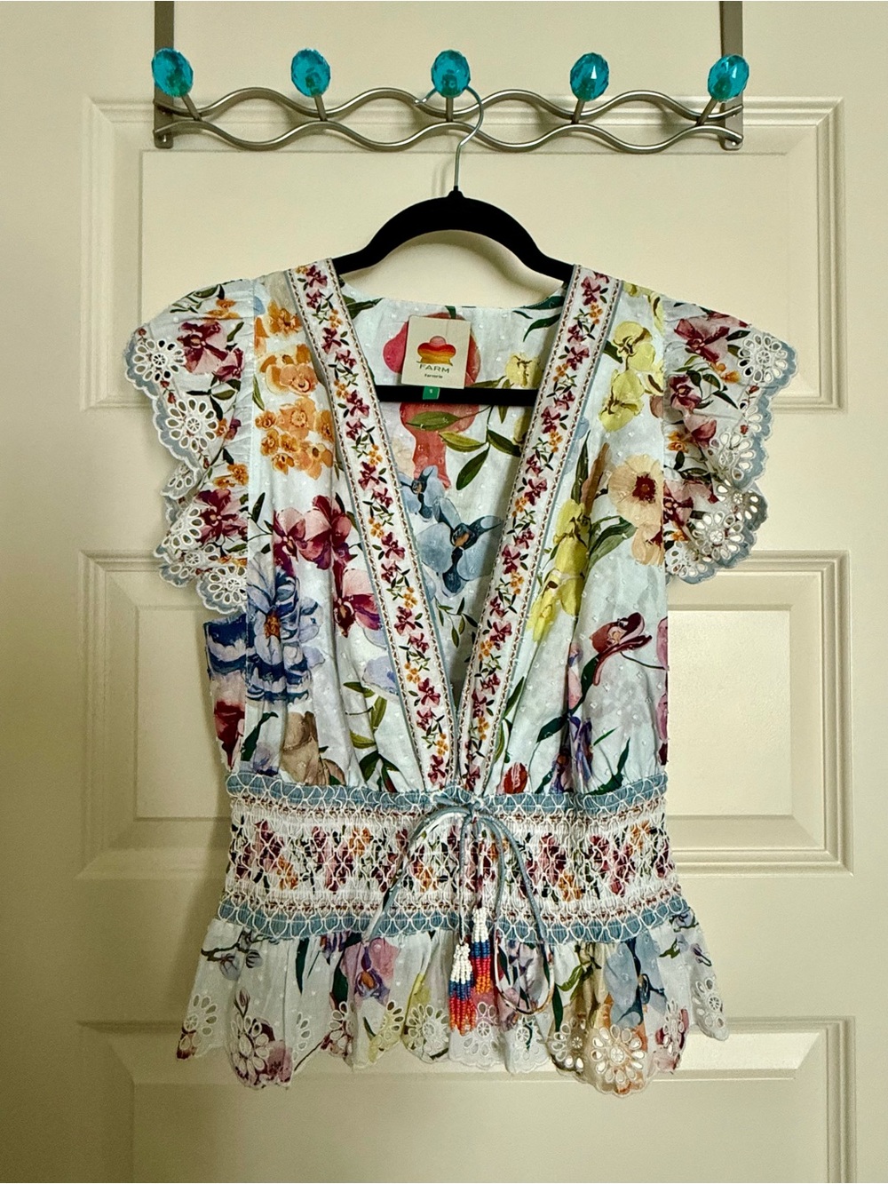 Floral V-Neck Tie Front Blouse